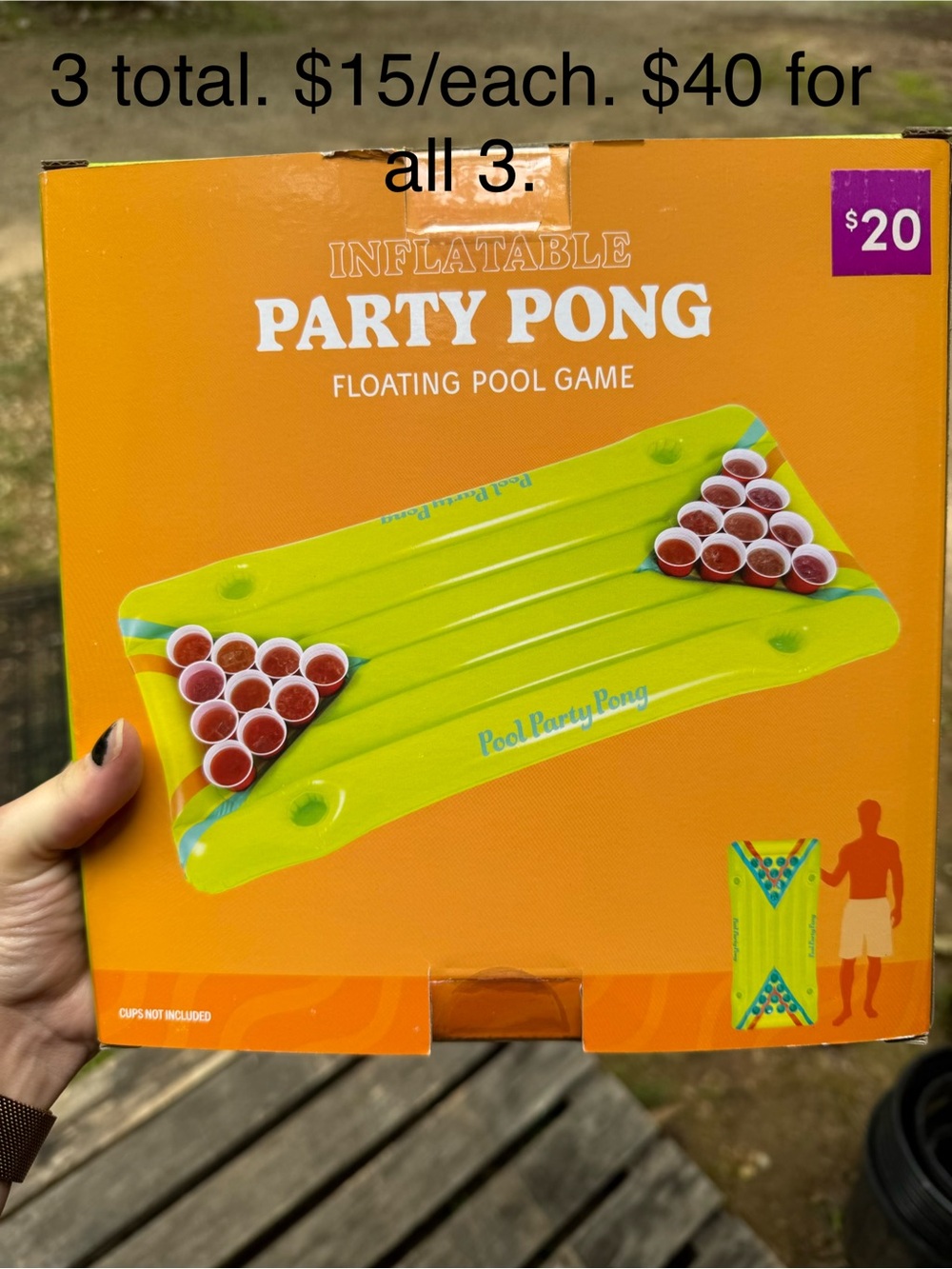 Inflatable Party Pong Floating Pool Game - Lime Green
